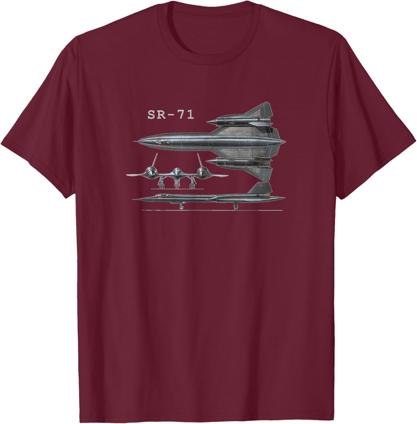 SR-71 Military Aircraft Shirt T-Shirt - T-Shirt | Maroon