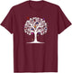 Tree of Love, White Silhouette, Birds, Butterflies, Bugs T-Shirt - T-Shirt | Maroon