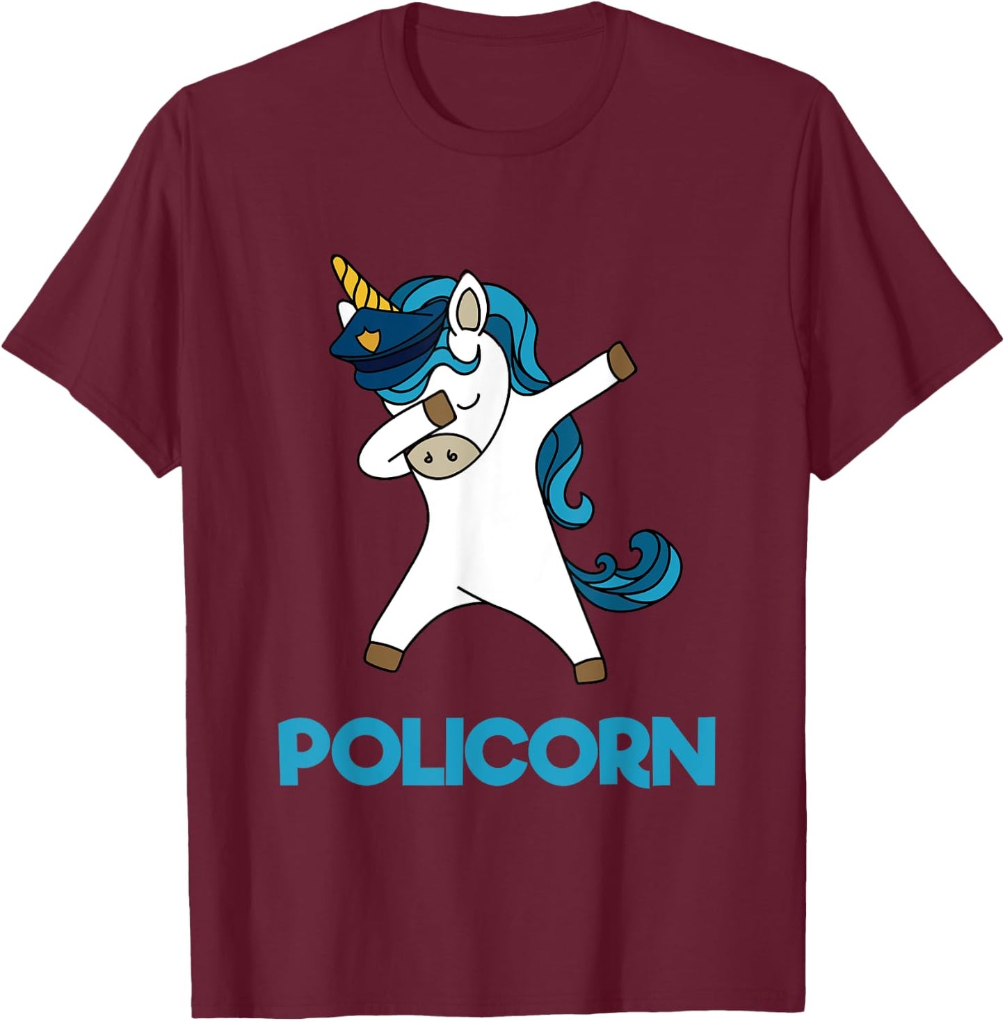 Policorn Police Officer Unicorn Funny Policeman Pun T Shirt T-Shirt - T-Shirt | Maroon