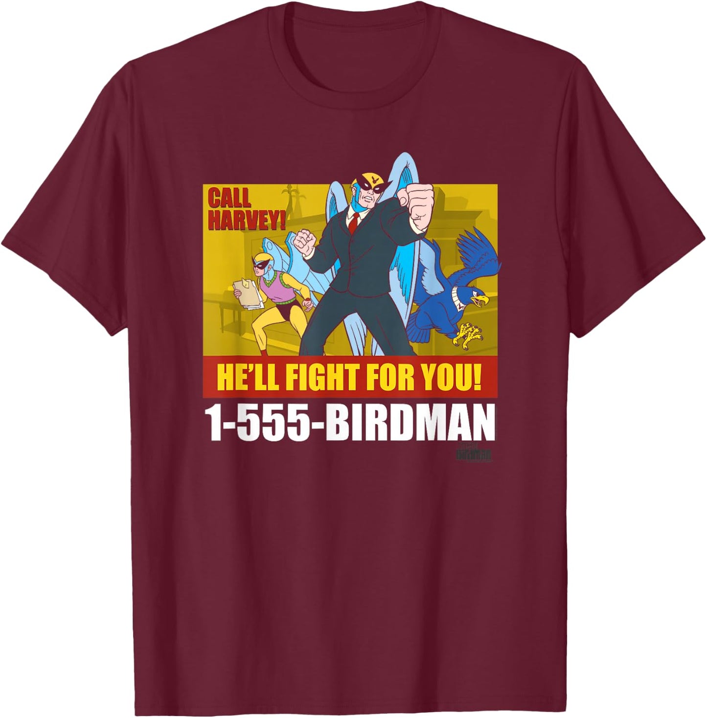Harvey Birdman, Attorney at Law Birdman Ad T-Shirt - T-Shirt | Maroon