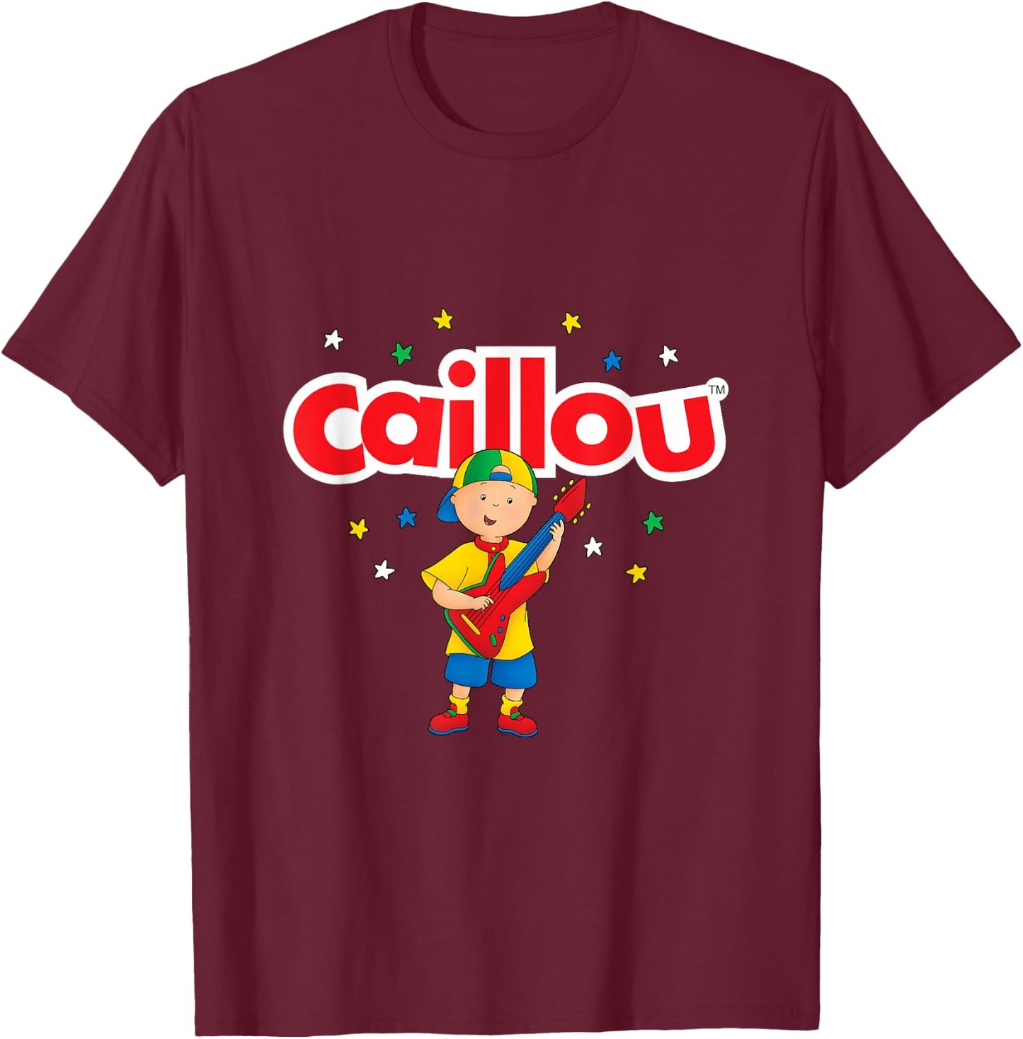 Caillou Plays Guitar T-Shirt - T-Shirt | Maroon