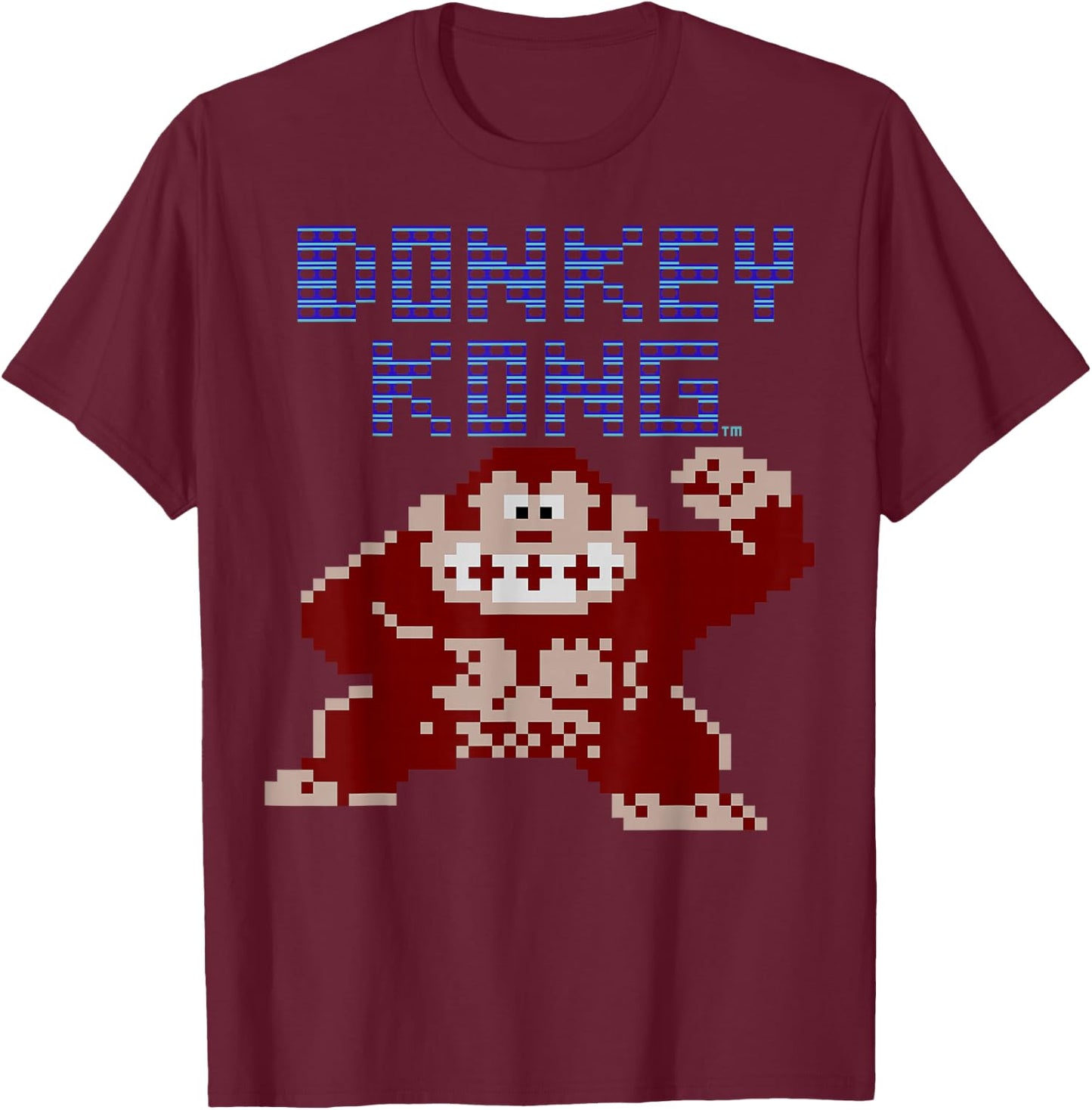 Nintendo Donkey Kong 8-Bit Pose Retro Graphic T-Shirt - T-Shirt | Maroon
