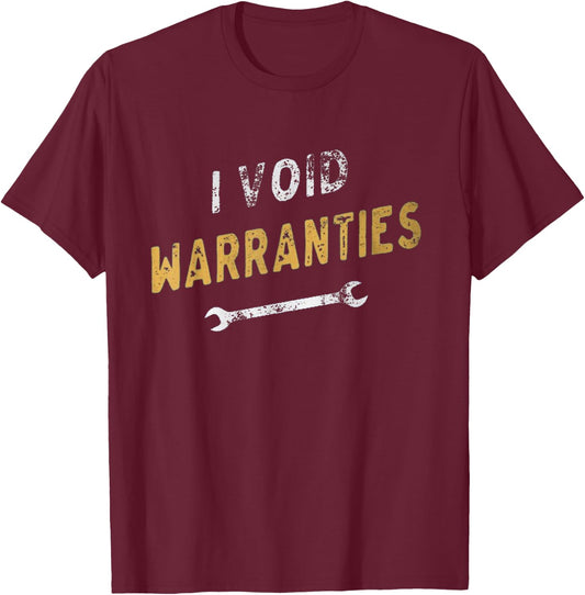 I Void Warranties Mechanic DIYer Kids Funny T-Shirt - T-Shirt | Maroon