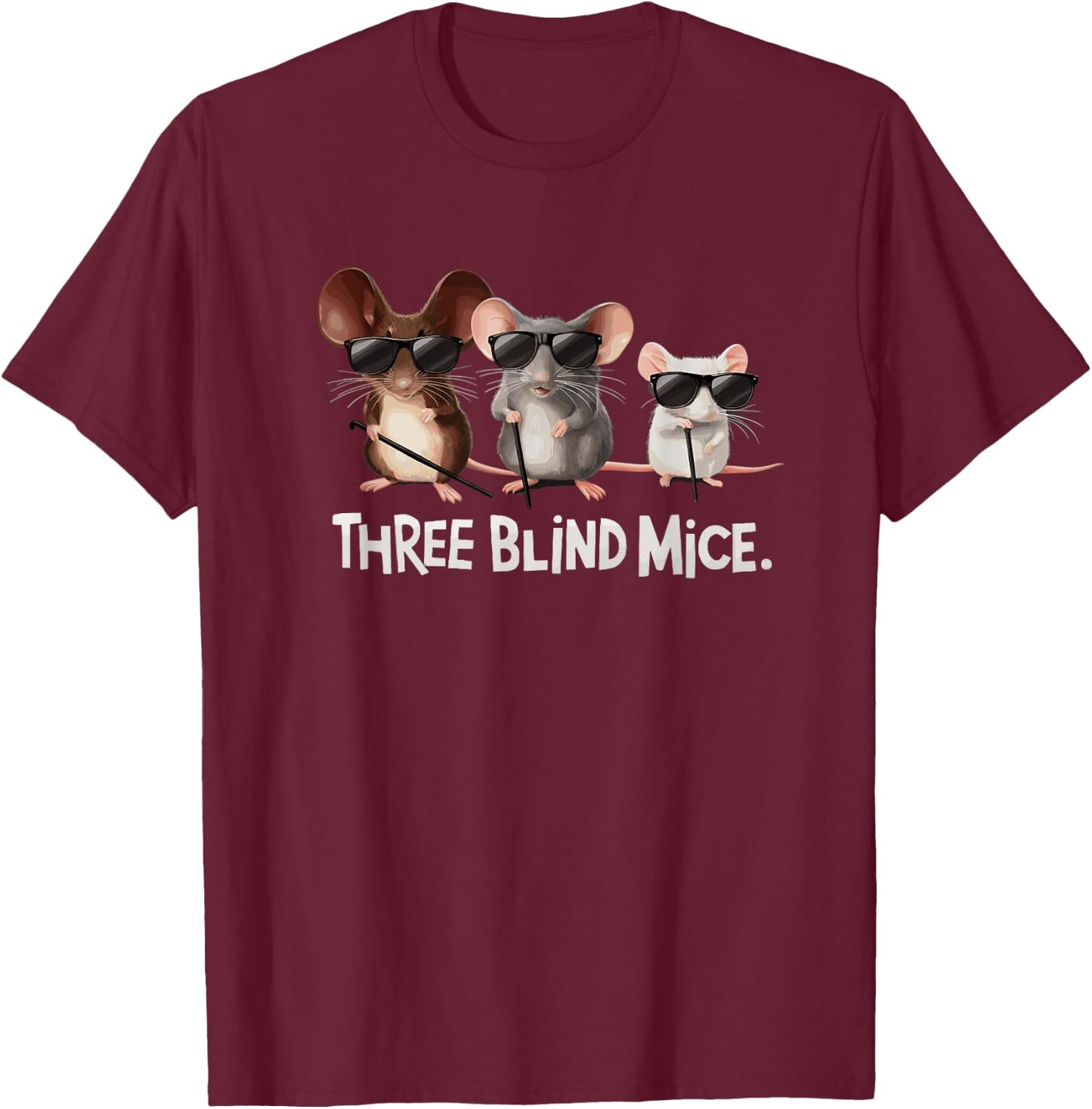 Three Blind Mice Nursery Rhyme Halloween Costume T-Shirt - T-Shirt | Maroon