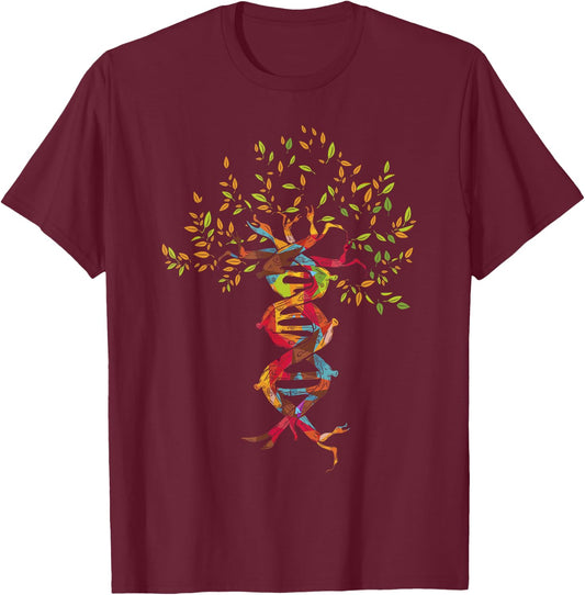 Tree of Life , DNA Shirt, Genetics Shirt T-Shirt - T-Shirt | Maroon