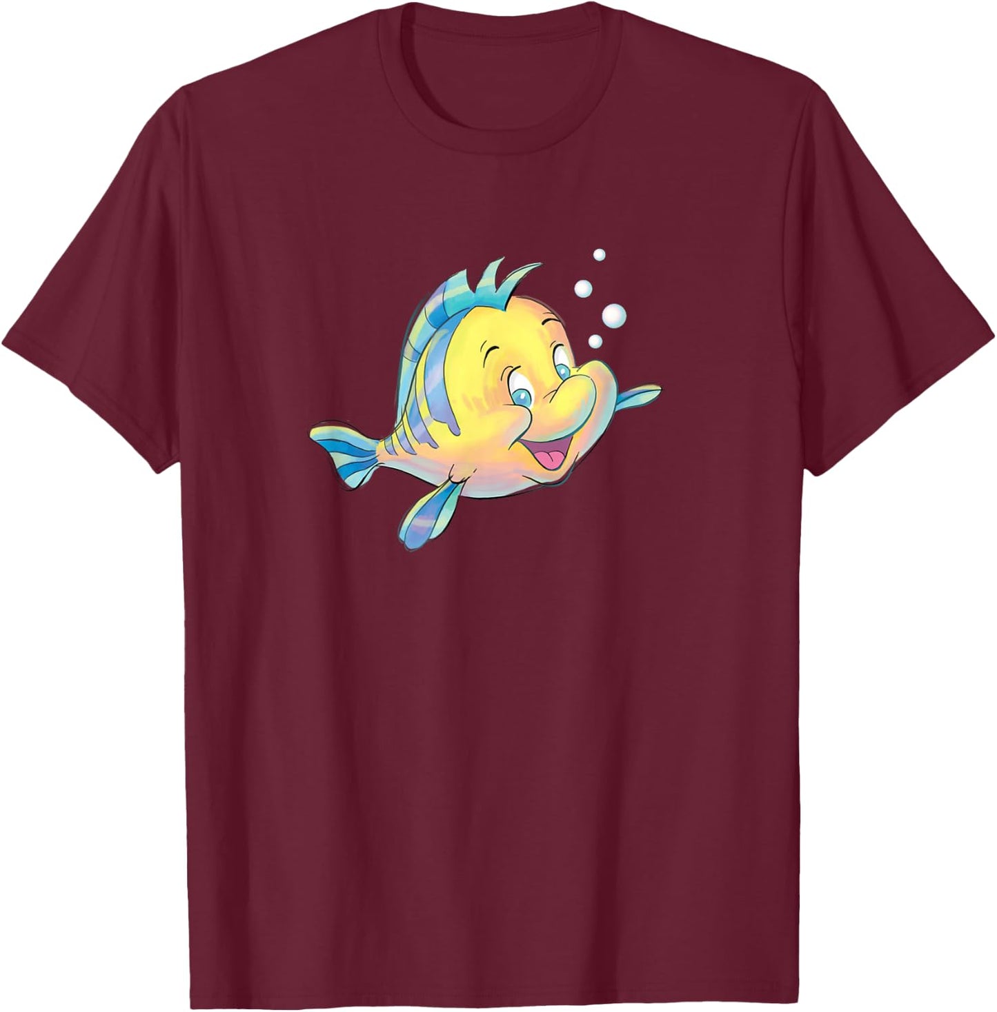 Disney The Little Mermaid Flounder Bubbles Small T-Shirt - T-Shirt | Maroon
