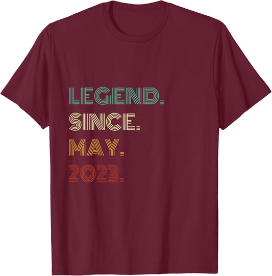 3 Years Old Legend Since May 2023 3rd Birthday T-Shirt - T-Shirt | Maroon