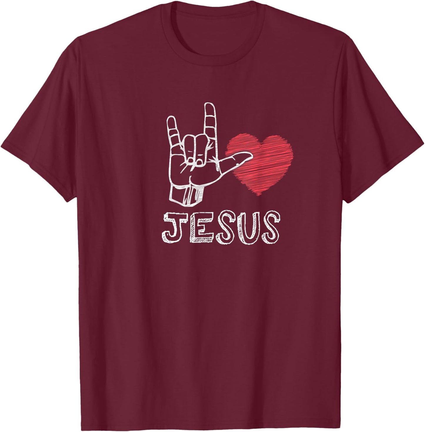 I Love Jesus, Sign Language Christians T-Shirt - T-Shirt | Maroon
