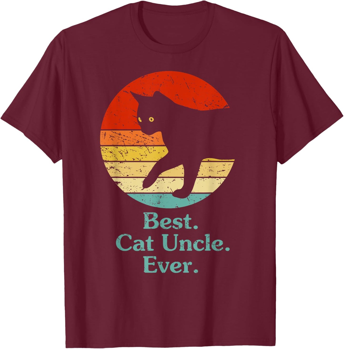 Cat Uncle Vintage Eighties Style Funny Retro Cat Owner Boy T-Shirt - T-Shirt | Maroon