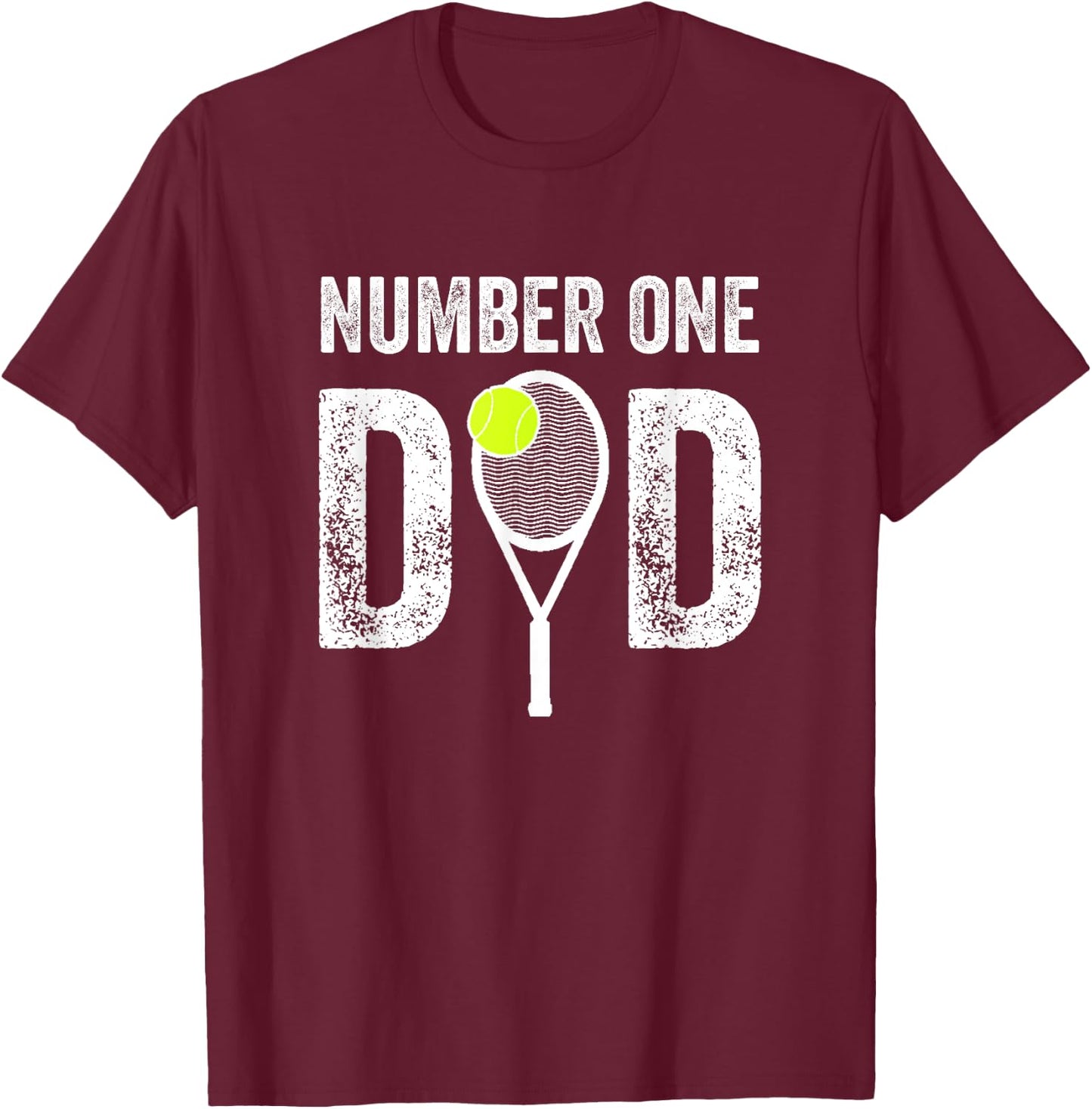 Tennis Dad Number One Daddy with Tennis Sayings Fathers Day T-Shirt - T-Shirt | Maroon