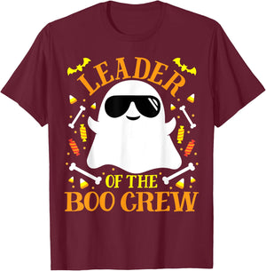 Leader Boo Crew Ghost Matching Funny Set Boy Girl Halloween T-Shirt - T-Shirt | Maroon