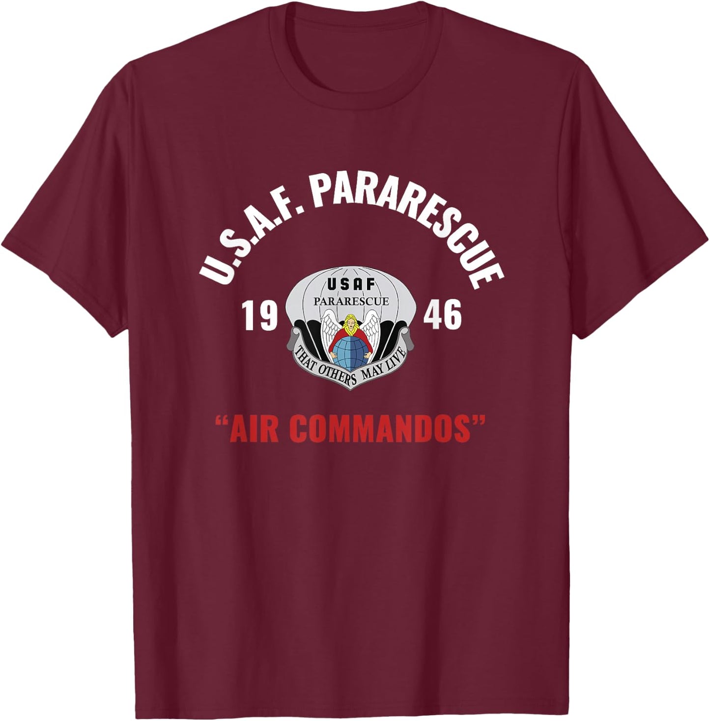 MilitaryTee -Adults Military Air Commandos , Black, S, Short Sleeve T-Shirt - T-Shirt | Maroon