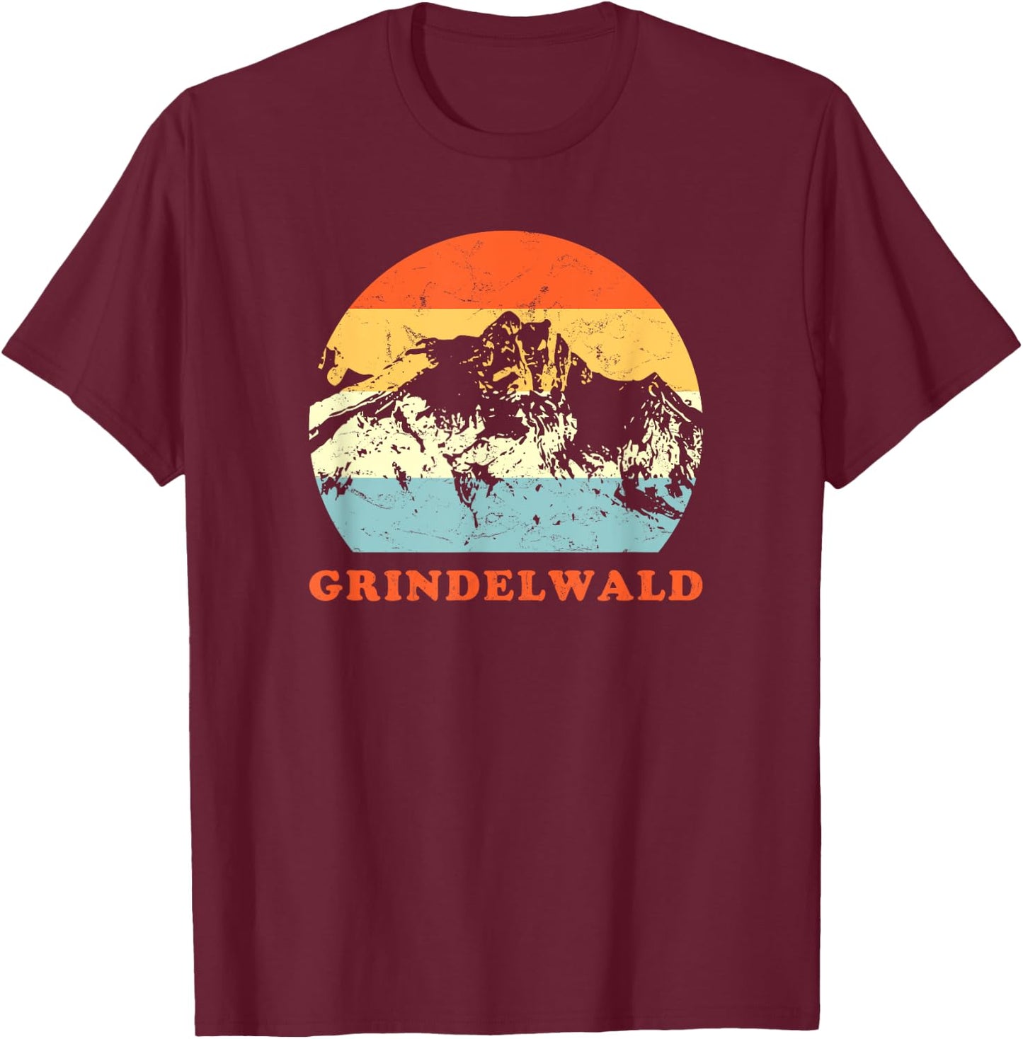 Grindelwald, Swiss Vintage Mountain Lovers Vacation T-Shirt - T-Shirt | Maroon