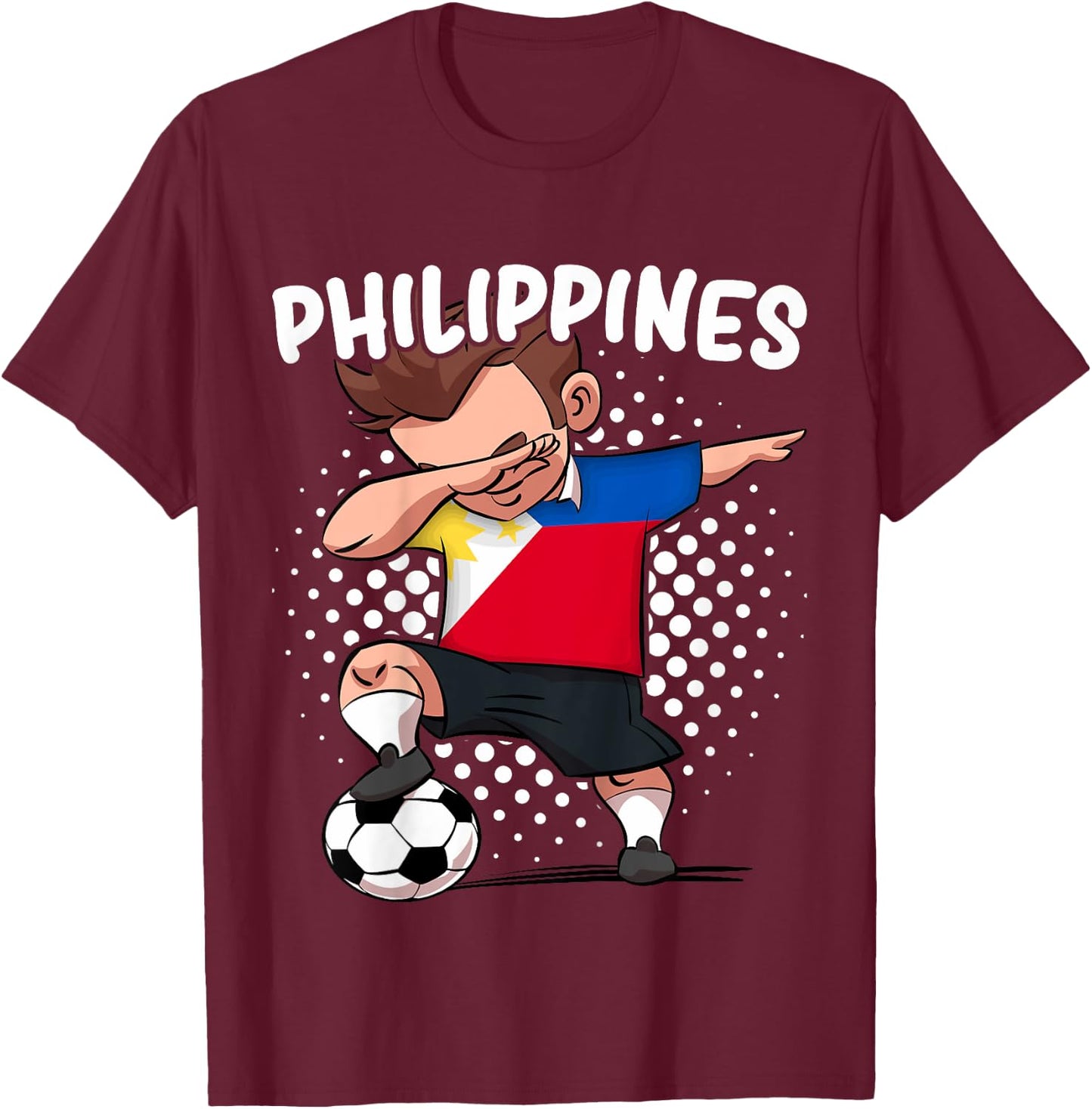 Kids Funny Dab Soccer for Kids Philippines Flag Filipino T-Shirt - T-Shirt | Maroon