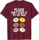 Please Don't Stare Donuts Abs Six Pack Funny Workout T-Shirt - T-Shirt | Maroon