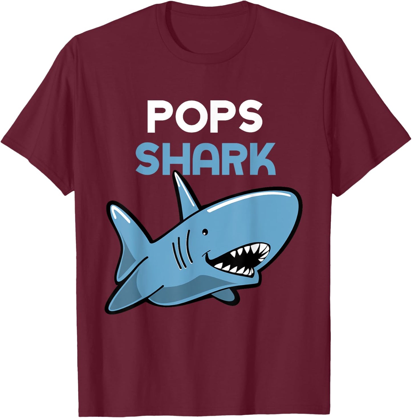 Pops Shark Funny Family T-Shirt - T-Shirt | Maroon