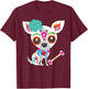Cinco De Mayo Sugar Skull Chihuahua T-Shirt - T-Shirt | Maroon