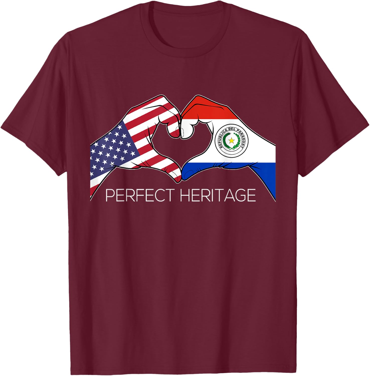 USA and Paraguay Paraguayan American Perfect Heritage Heart T-Shirt - T-Shirt | Maroon