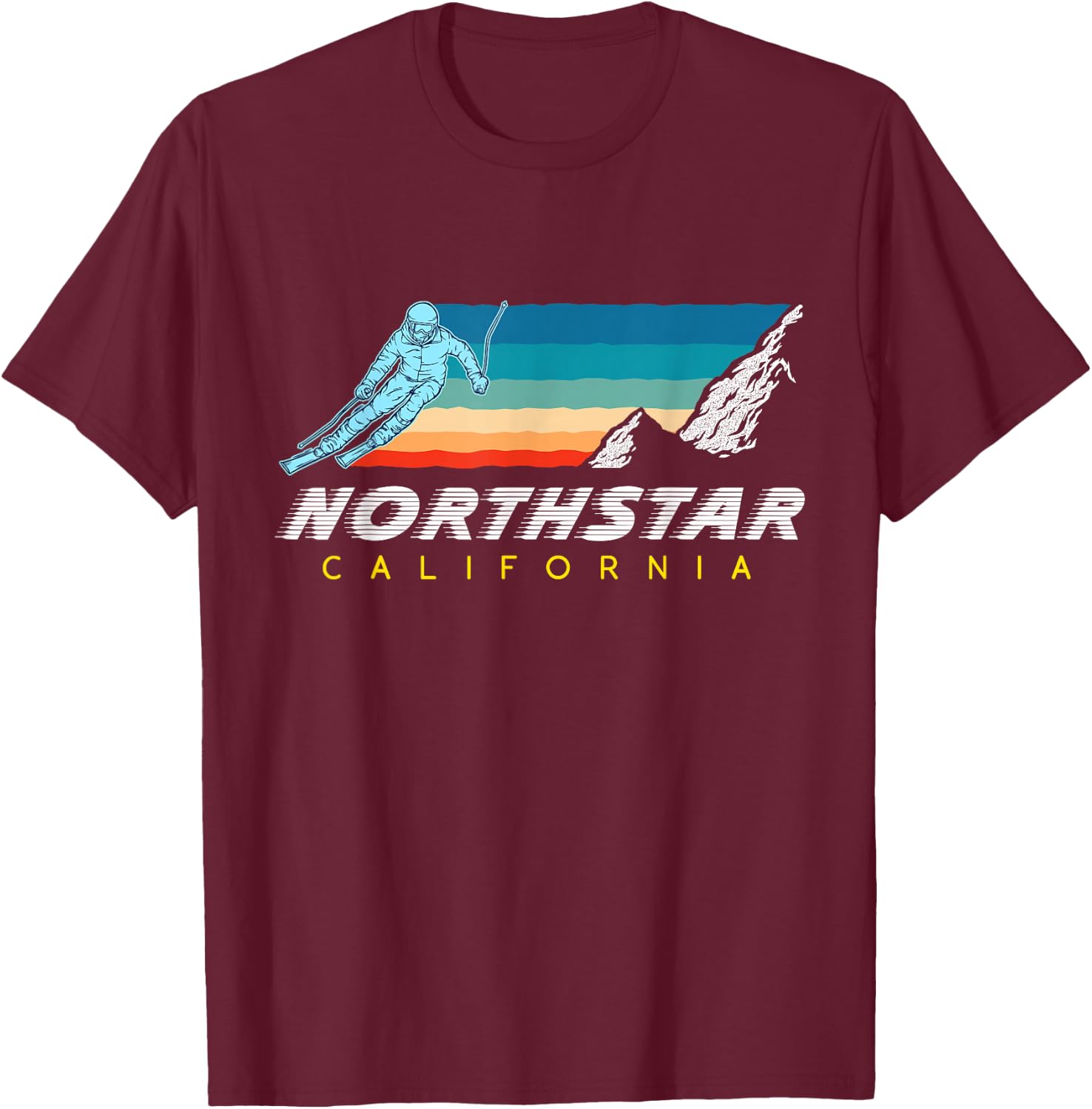 Northstar, California - USA Ski Resort 1980s Retro T-Shirt - T-Shirt | Maroon
