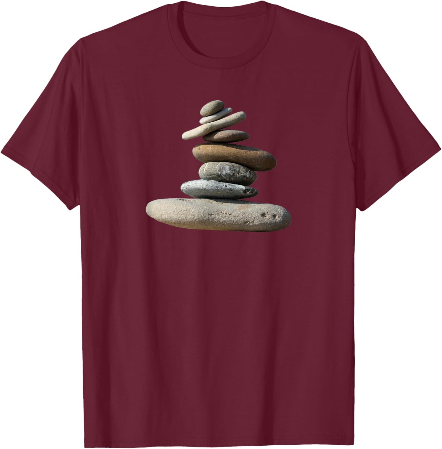 Balanced Rocks Zen Centered Yoga Peace Meditation T-Shirt - T-Shirt | Maroon