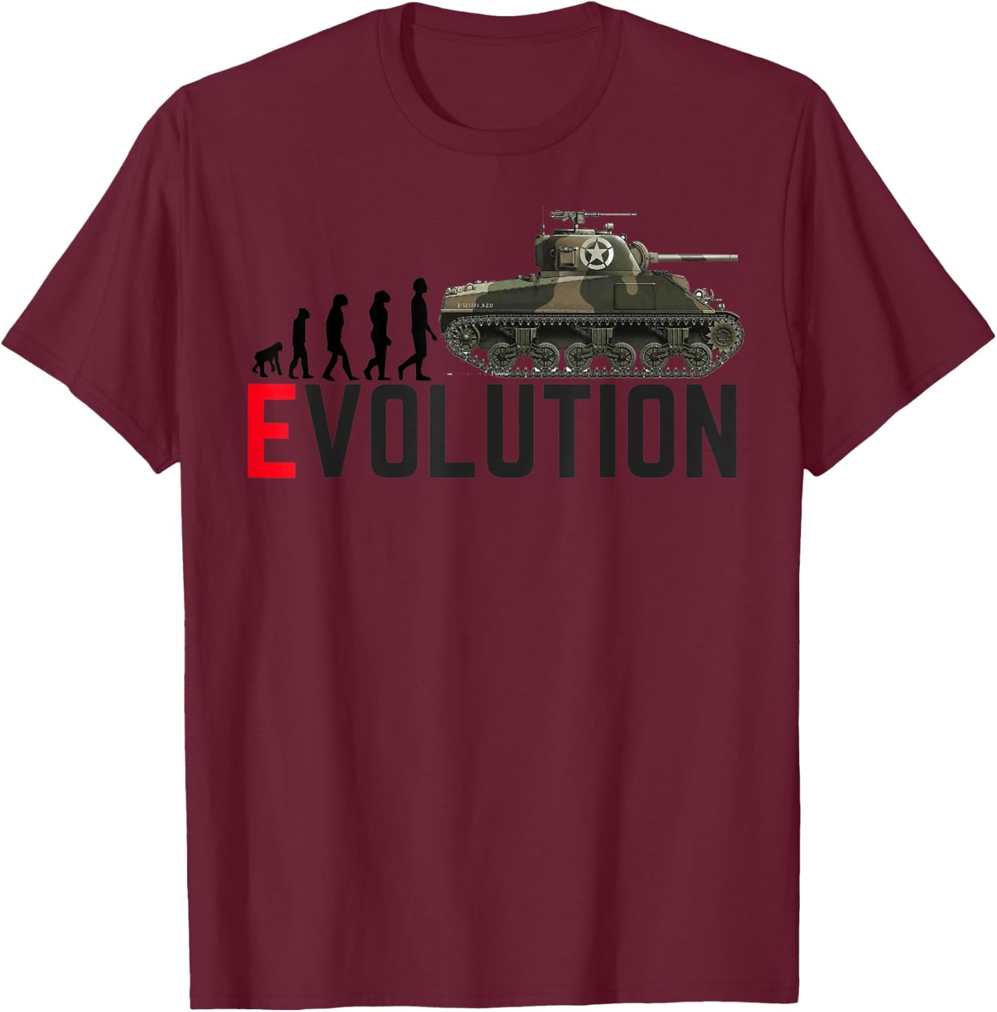 M4 Sherman Tank Cool World War 2 Tank T Shirt T-Shirt - T-Shirt | Maroon