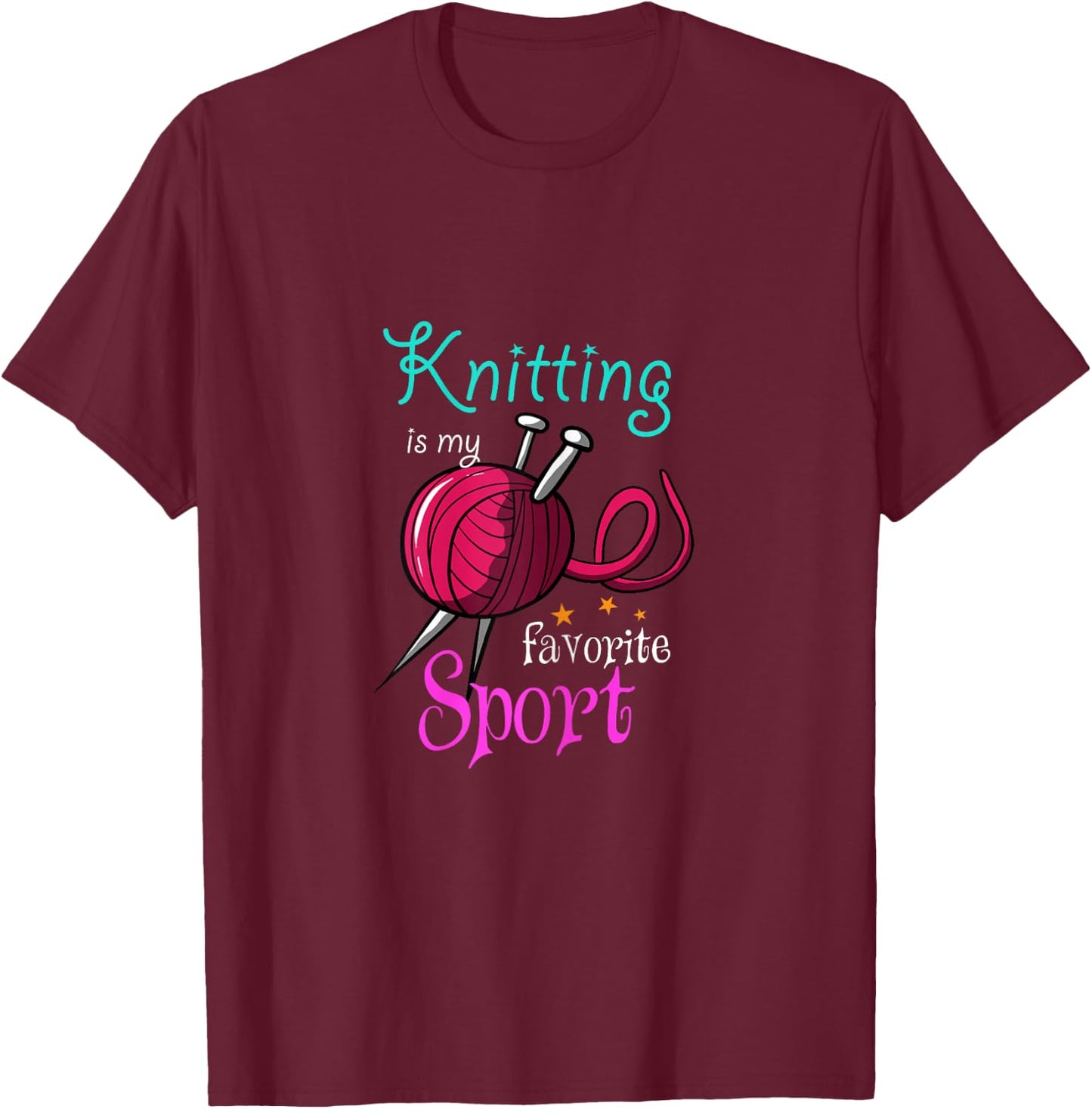 Knitting Needles Handmade Wool Knitter - Knitting T-Shirt - T-Shirt | Maroon