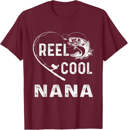 Reel Cool Nana Fishing Lover Mother's Day For Grandma Women T-Shirt - T-Shirt | Maroon