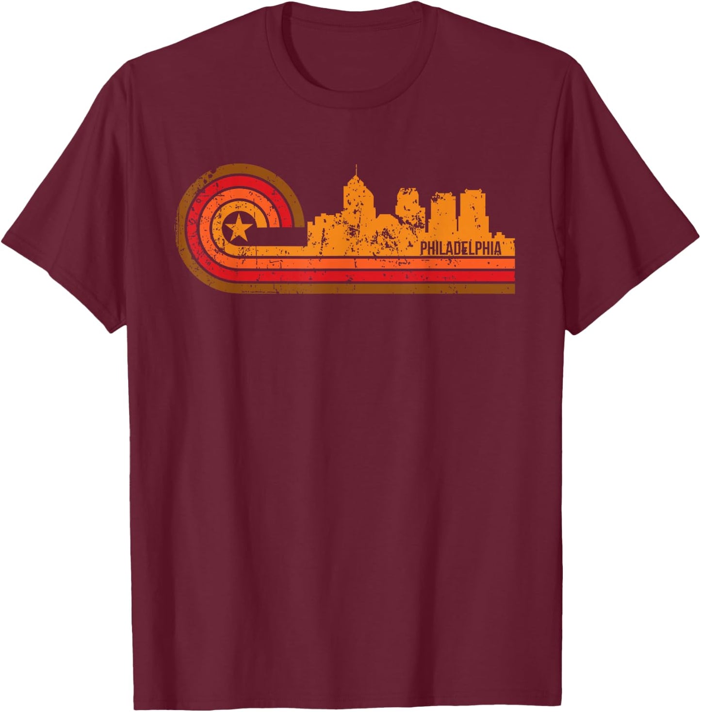 Retro Philadelphia - Philadelphia PA Skyline T-Shirt - T-Shirt | Maroon