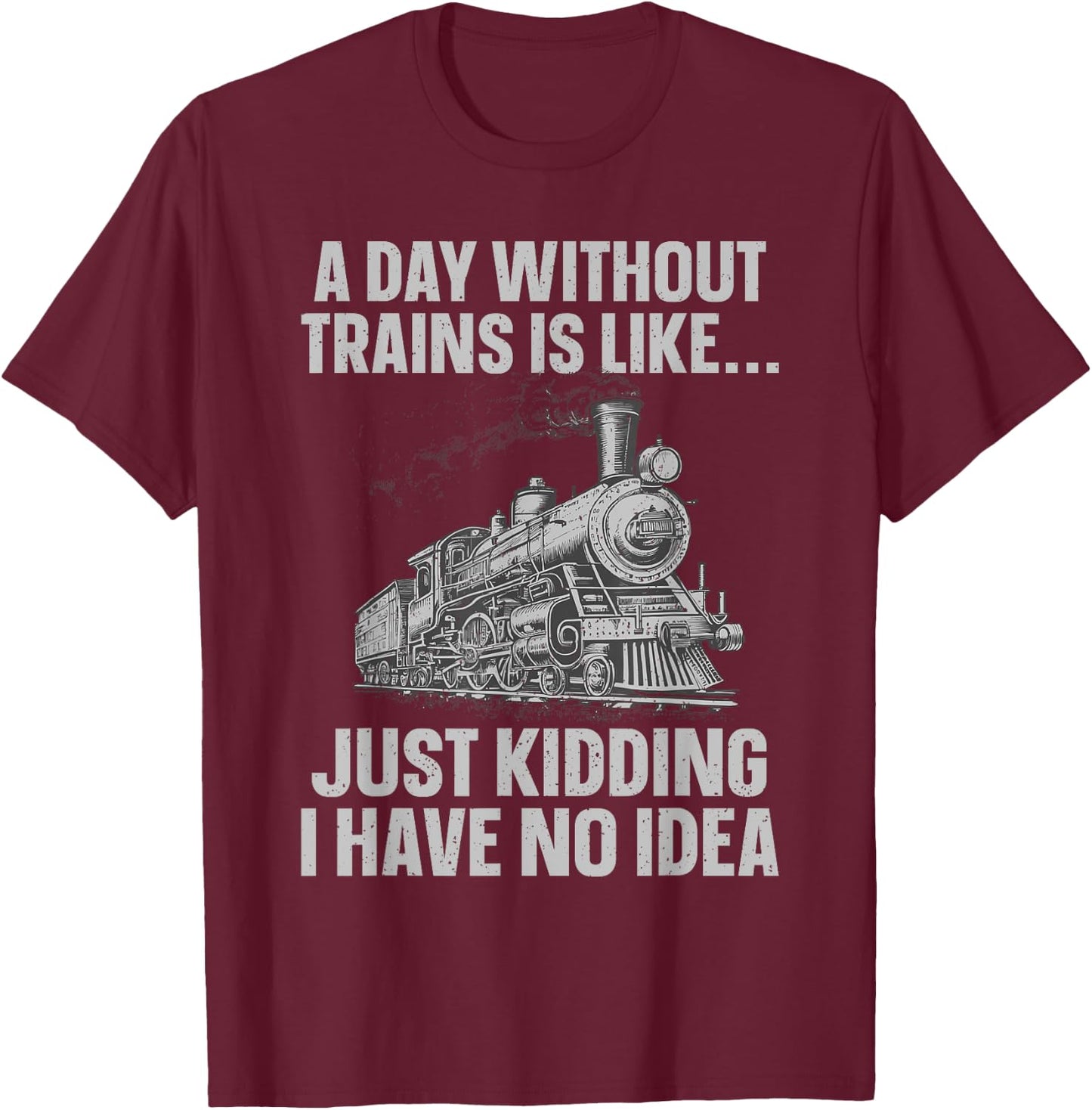 Funny Train Art Women Kids Railroad Train Lover T-Shirt - T-Shirt | Maroon