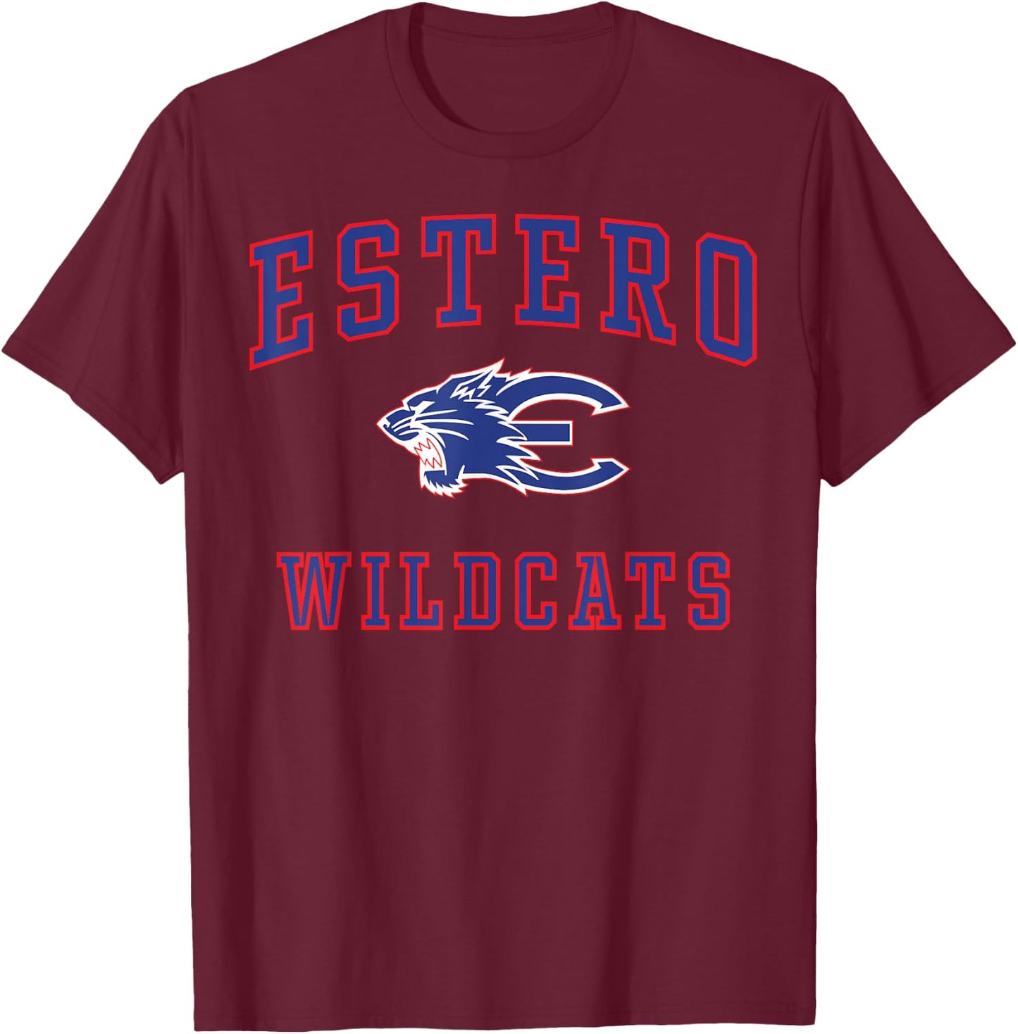 Estero High School Wildcats C1 T-Shirt - T-Shirt | Maroon