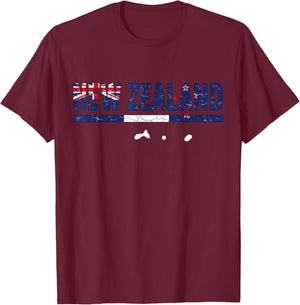 New Zealand Flag T-Shirt - T-Shirt | Maroon
