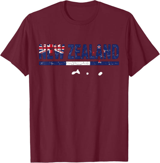 New Zealand Flag T-Shirt - T-Shirt | Maroon