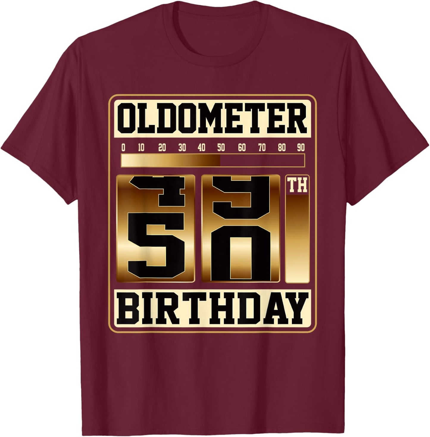 Oldometer 49-50 50th Birthday Unique Gag Gift Fathers Day T-Shirt - T-Shirt | Maroon