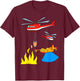 Fire Engine Aeroplane Helicopter T-Shirt - T-Shirt | Maroon
