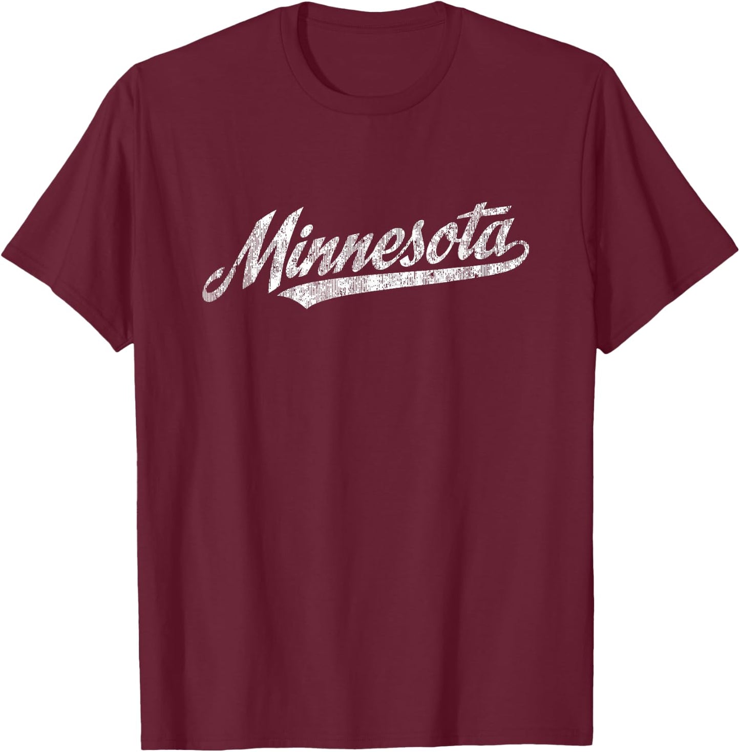 Minnesota MN Vintage Sports Script Retro T-Shirt - T-Shirt | Maroon