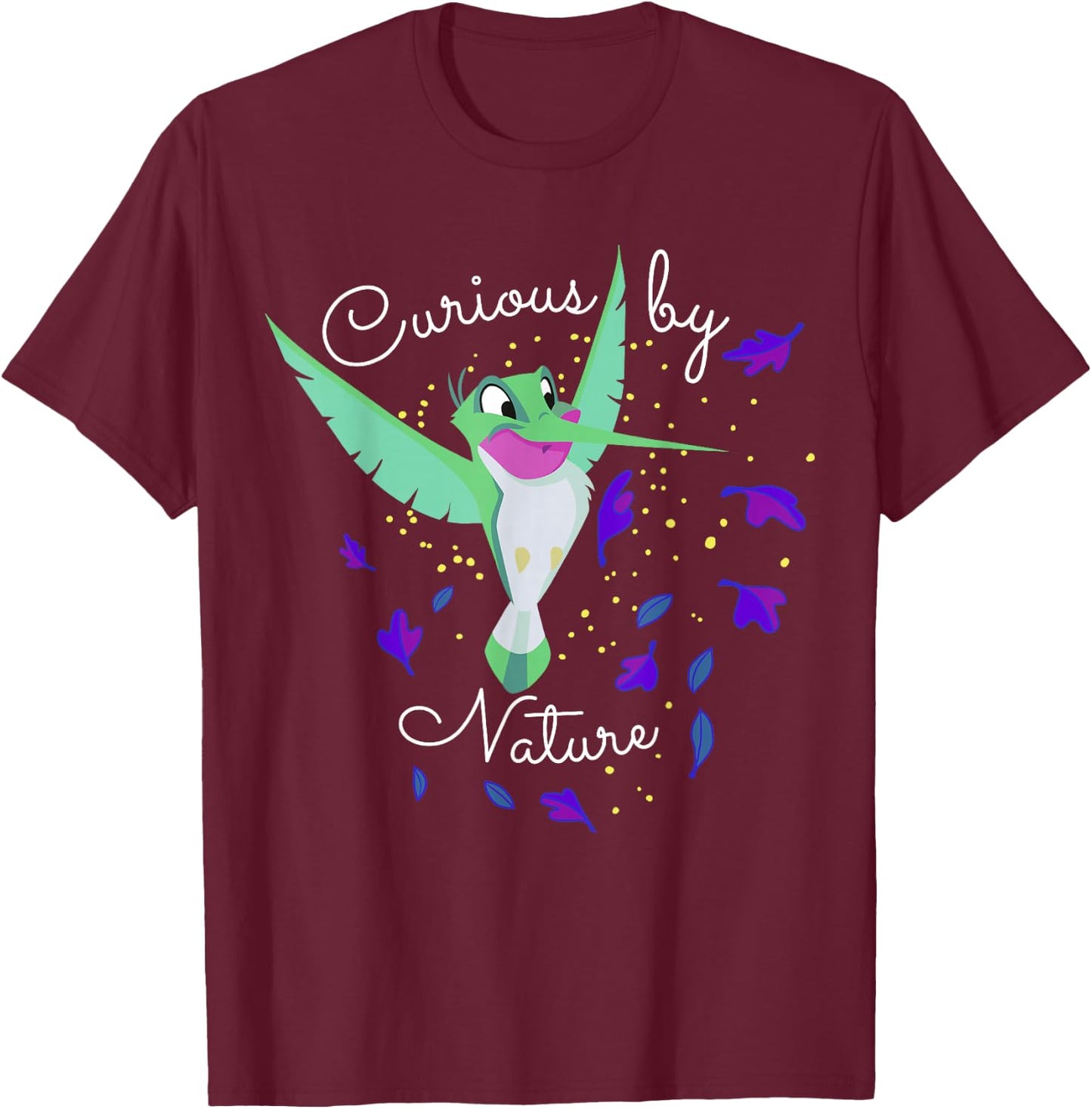 Disney Pocahontas Flit Curious By Nature Portrait T-Shirt - T-Shirt | Maroon