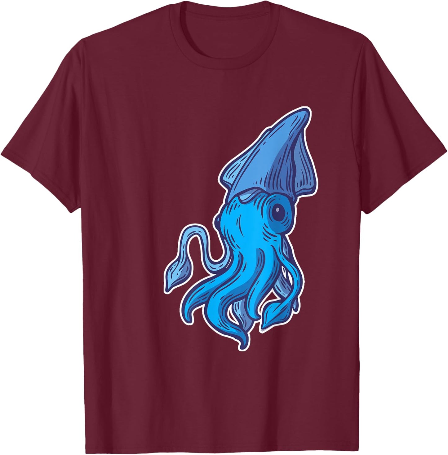 Giant Squid Sea Creature Lover Cartoon Men Women Kids T-Shirt - T-Shirt | Maroon