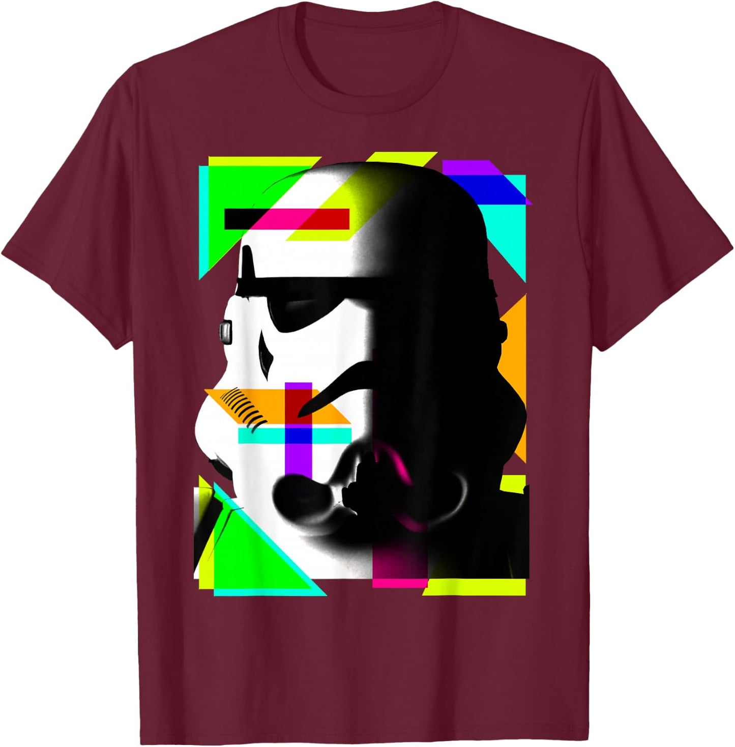 Star Wars Stormtrooper Geometric Neon Shapes T-Shirt - T-Shirt | Maroon