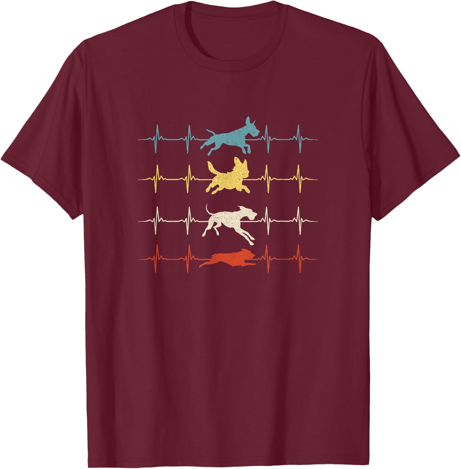 Flyball Dog Sport Flyball Heartbeat T-Shirt - T-Shirt | Maroon