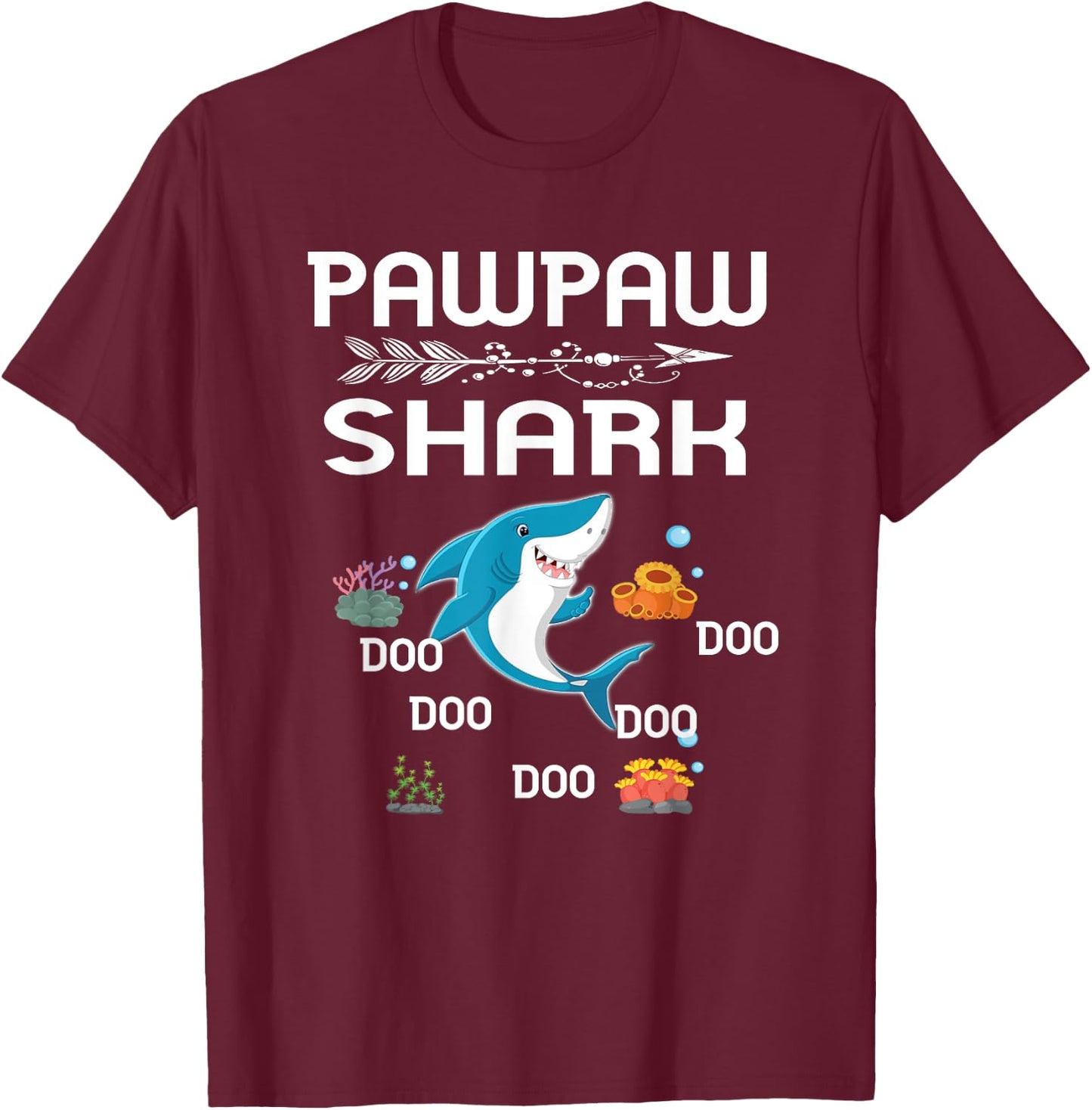 Pawpaw Shark Shirt Fathers Day Gift For Pawpaw T-Shirt - T-Shirt | Maroon