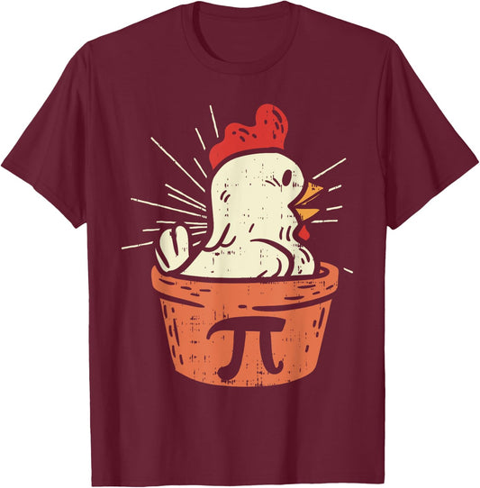 Funny Chicken Pot Pi Shirt Day Pie Math Lover Geek Gift 3.14 T-Shirt - T-Shirt | Maroon