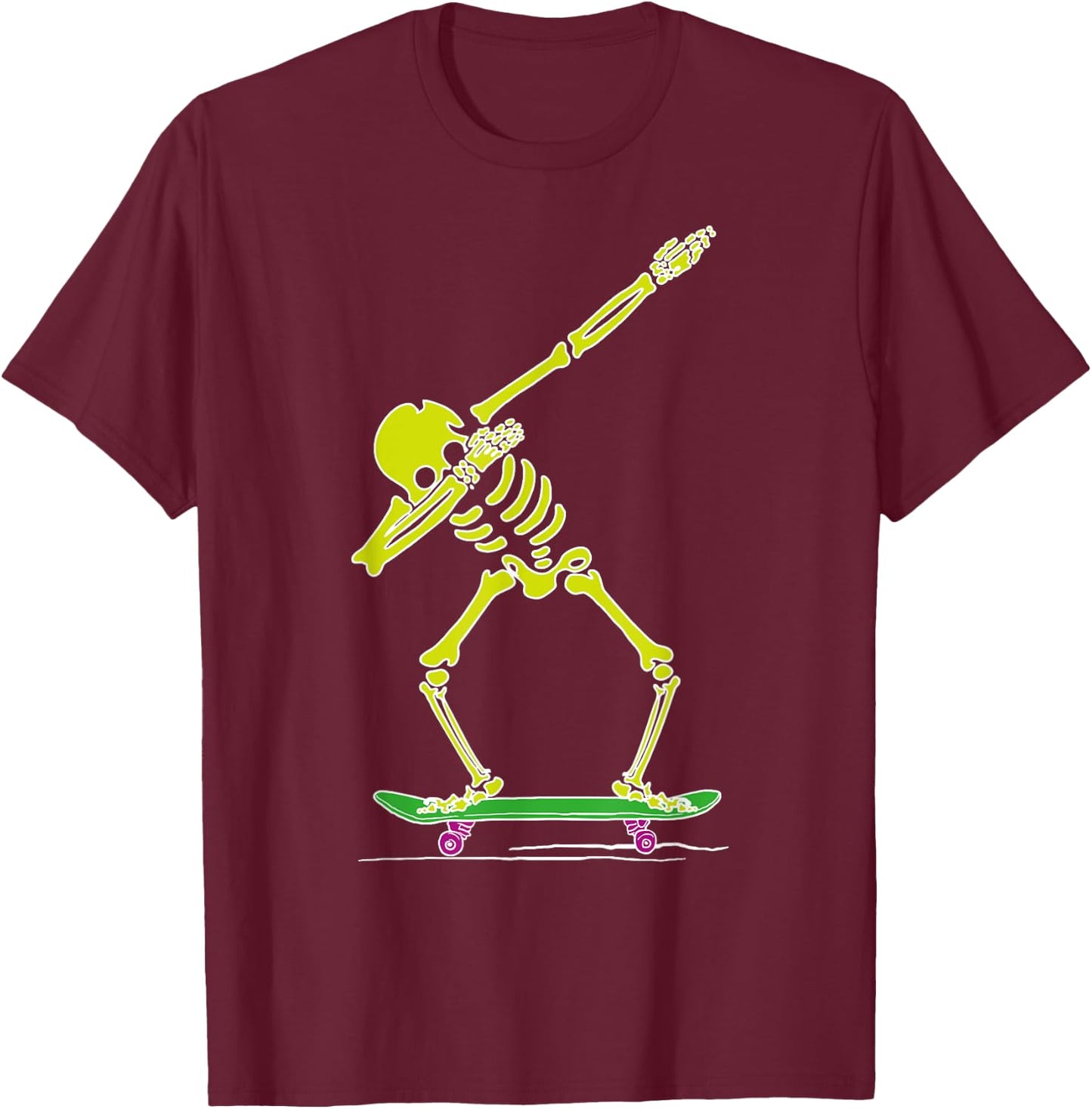 Skeleton Dabbing on Skateboard Funny for Skater Boys Skating T-Shirt - T-Shirt | Maroon