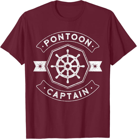 Pontoon Captain - Funny Pontoon Boat Accessories T-Shirt - T-Shirt | Maroon