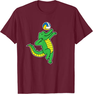 Crocodile plays Volleyball T-Shirt - T-Shirt | Maroon