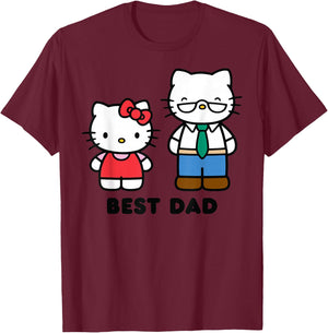 Hello Kitty Best Dad Fathers Day Small T-Shirt - T-Shirt | Maroon