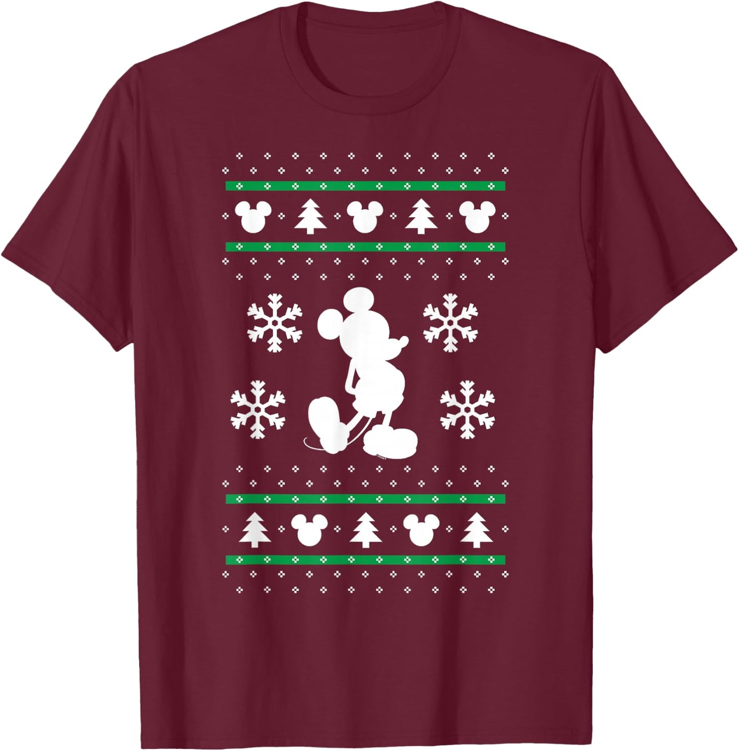 Disney - Mickey Mouse Holiday Sweater Print T-Shirt - T-Shirt | Maroon
