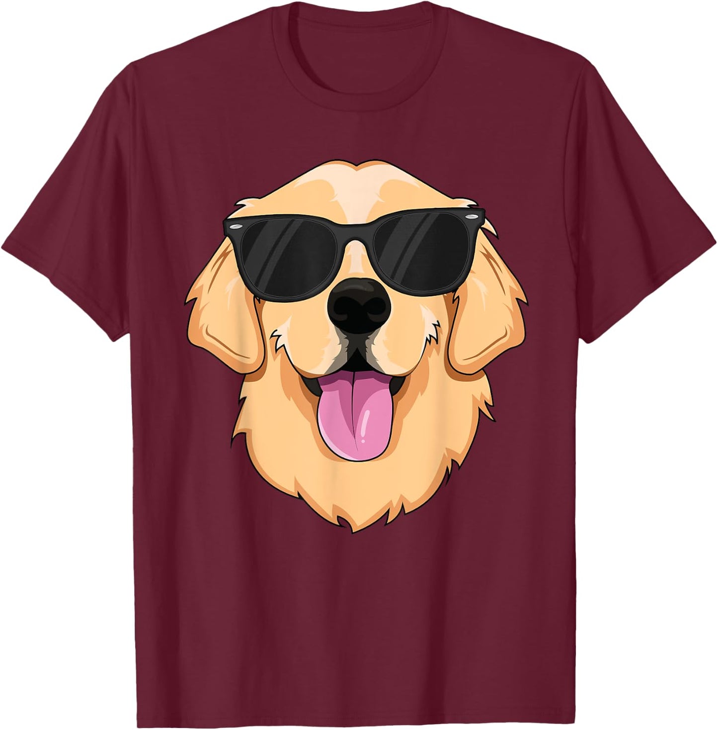 Cool Golden Retriever Sunglasses Dude Kids Boys Dog Lover T-Shirt - T-Shirt | Maroon