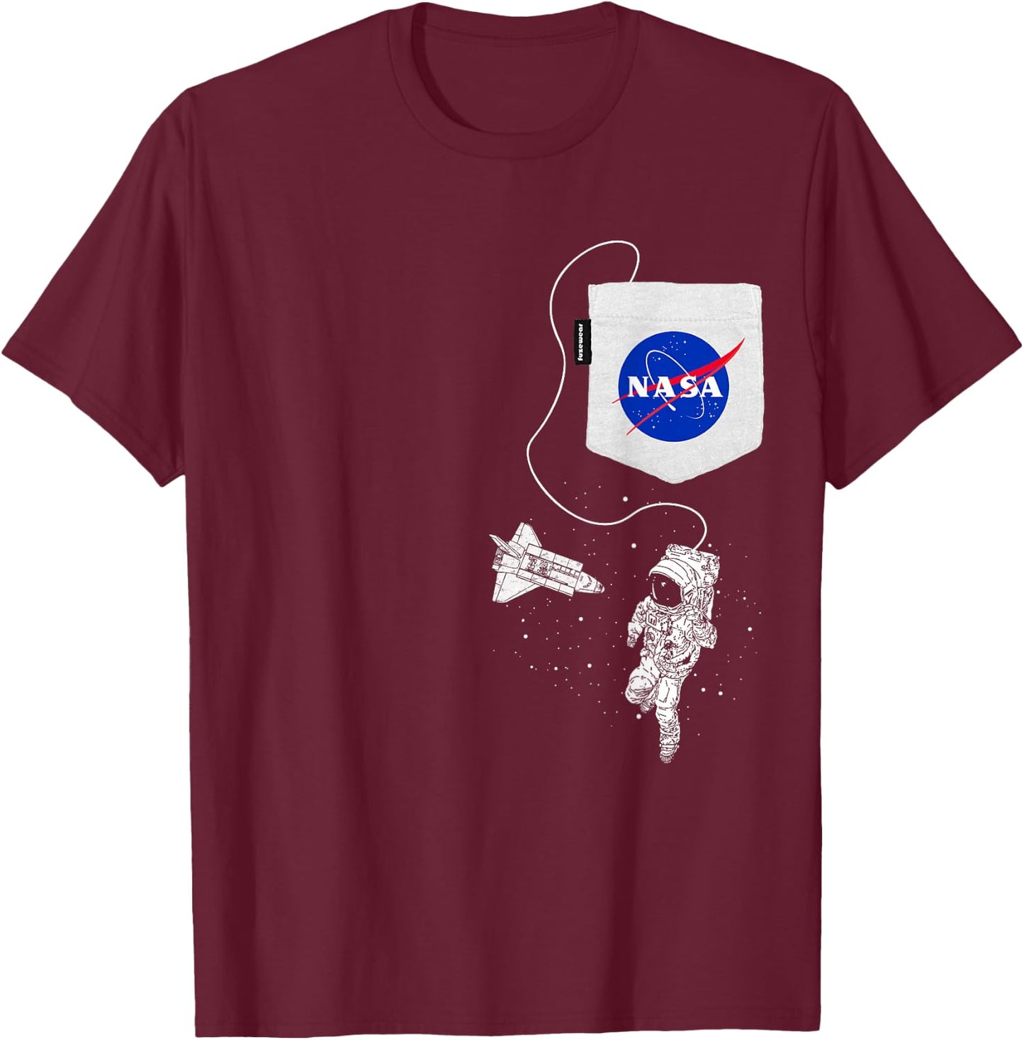 NASA Faux Pocket Astronaut Space Shuttle in Space T-Shirt - T-Shirt | Maroon