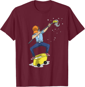 Dabbing Janitor , Funny Dancing Gift Custodian T-Shirt - T-Shirt | Maroon