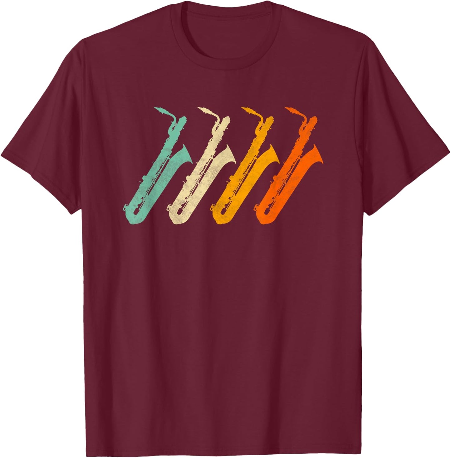 Retro Baritone Saxophone Shirt for Bari Saxophonist T-Shirt - T-Shirt | Maroon